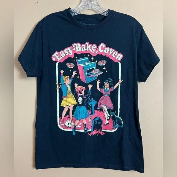 Creepy Co. Black Easy Bake Coven Short Sleeve Novelty 90s Retro Shirt Size Small - Picture 1 of 4